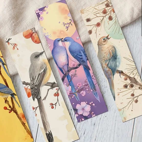 (61) Hand-Painted Artistic Bird Bookmark Set of 10 - Unique Aesthetic Designs - Picture 9 of 10